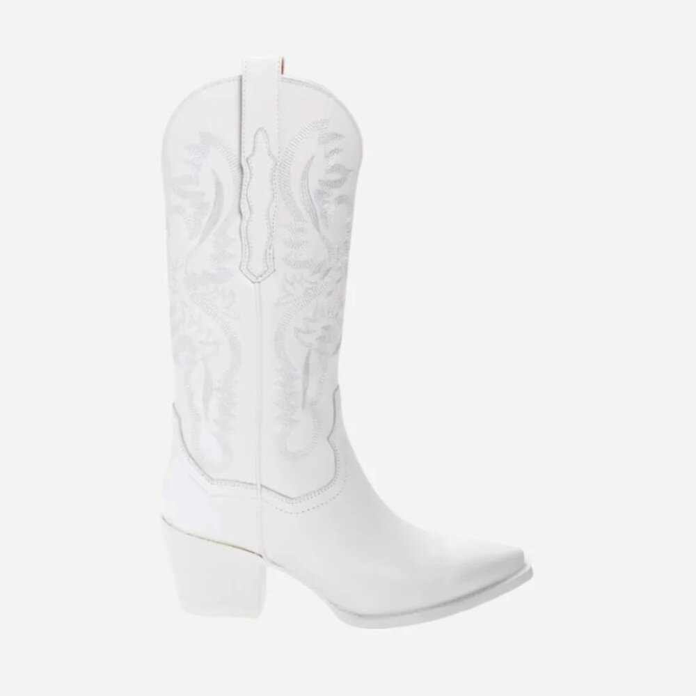 Jeffrey Campbell Dagget White Leather Women’s Ankle Boot Size 7.5